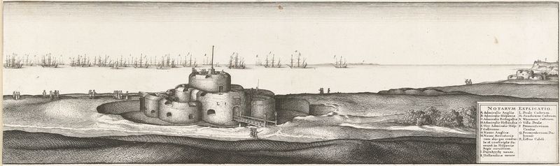Gravura de Wenceslaus Hollar representando navios e o oceano