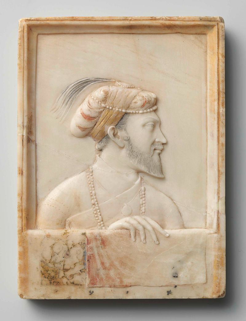 Relevo de Shah Jahan em uma janela, alabastro, artista desconhecido