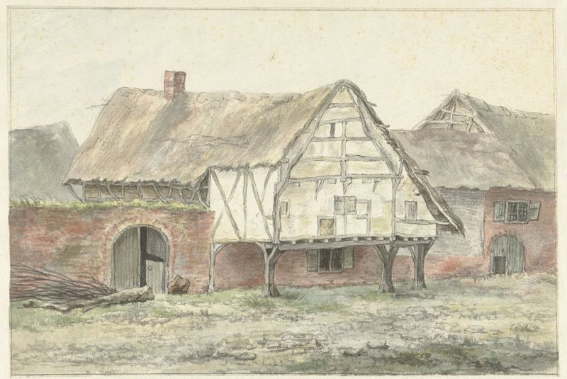 Landscape with a farm and wall by Egbert van Drielst, oil painting