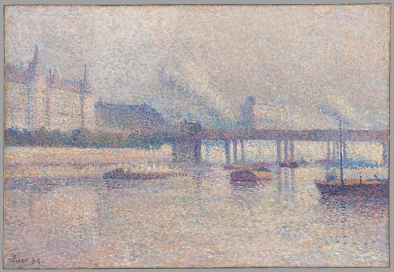 Los bancos del río Sena en París, óleo sobre lienzo de Maximilien Luce