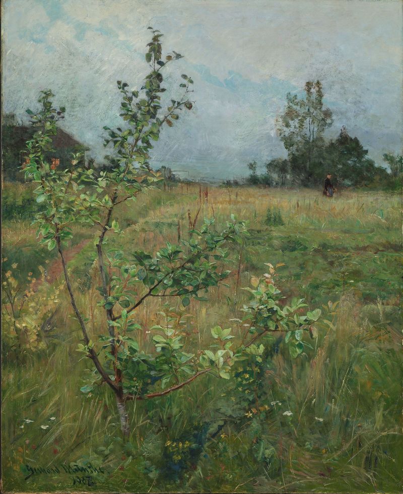 Pintura al óleo de un manzano de Gerhard Munthe