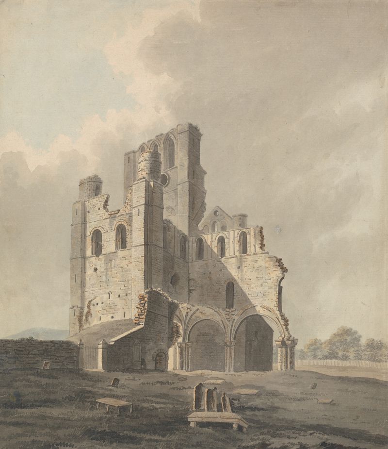 Kelso Monastery landscape, oil on canvas by John Roe of Warwick