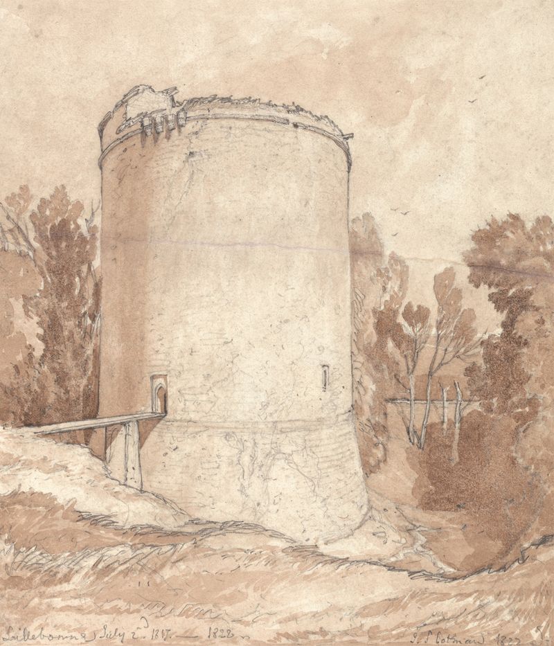 Round Tower, Castle of Lillebonne, Normandy, watercolor on paper by John Sell Cotman