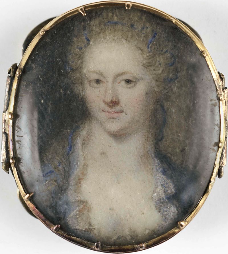 Retrato de una mujer en marfil de un artista desconocido, c. 1700