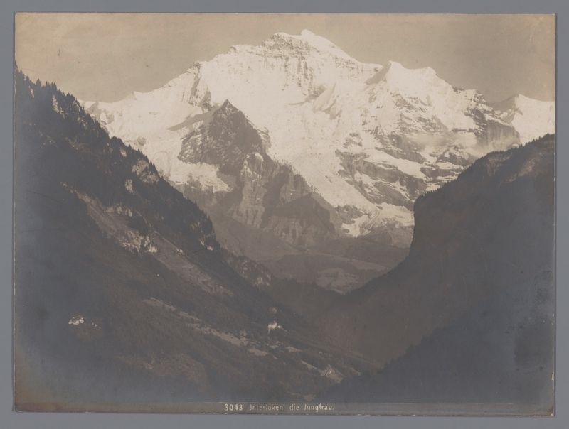 Gelatin silver print of Gezicht op de Jungfrau by Gebrüder Wehrli, depicting a serene Swiss landscape with mountains.