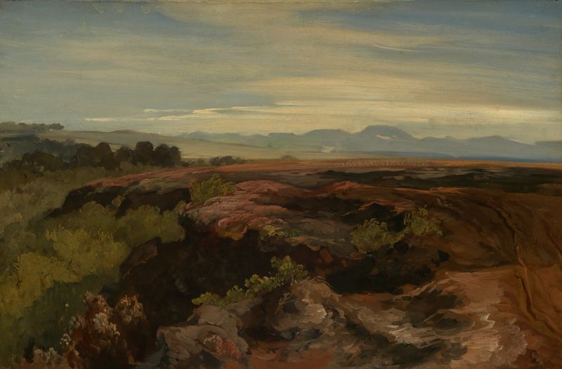 Oberbayerische Landschaft mit Blick auf eine Bergkette, oil on canvas by Christian Ernst Morgenstern