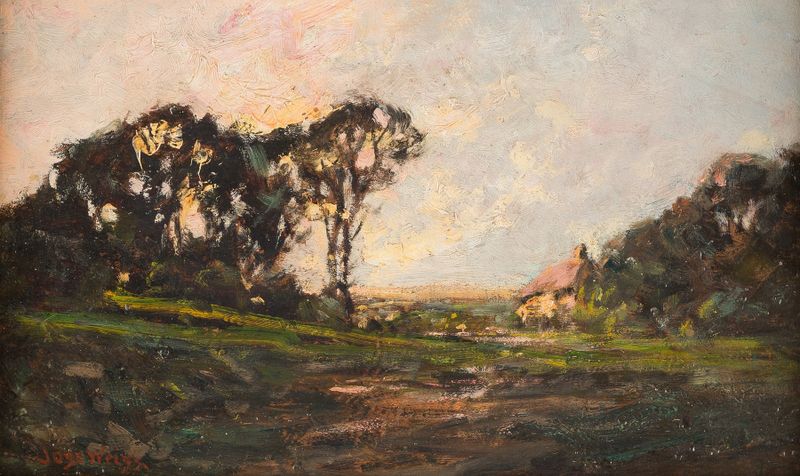 Landscape in evening atmosphere by José Weiss, impressionism