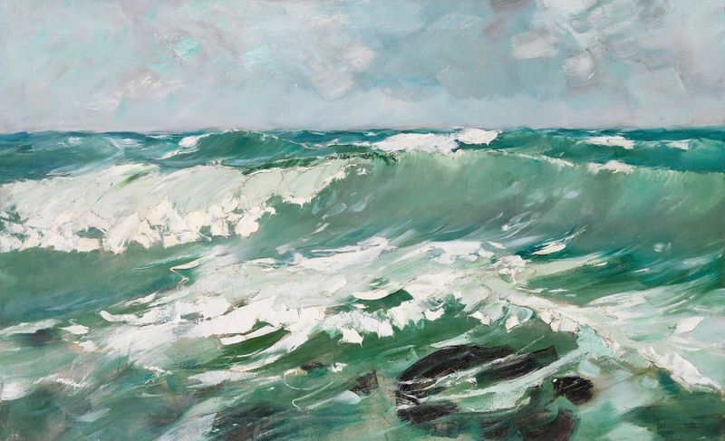Olas turbulentas en la pintura al óleo de Karl Hagemeister
