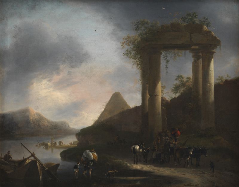 Italian Landscape with Classical Ruins, oil on canvas by Willem Schellinks