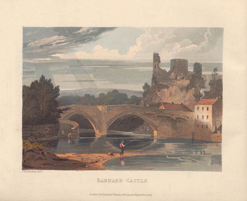 Barnard Castle by Theodore Henry Adolphus Fielding, oil painting depicting a castle against a stormy sky