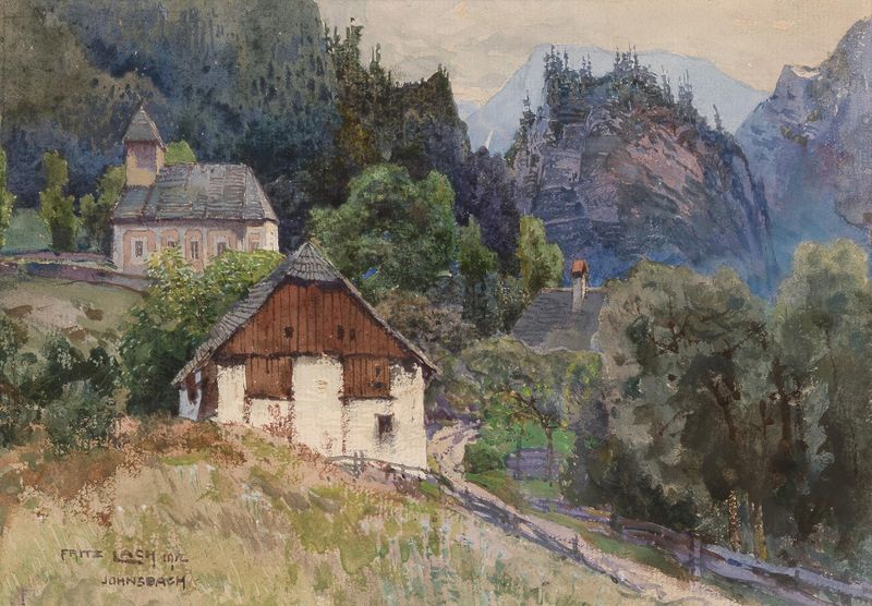 Paisaje de Johnsbach en Gesäuse de Fritz Lach, pintura al óleo