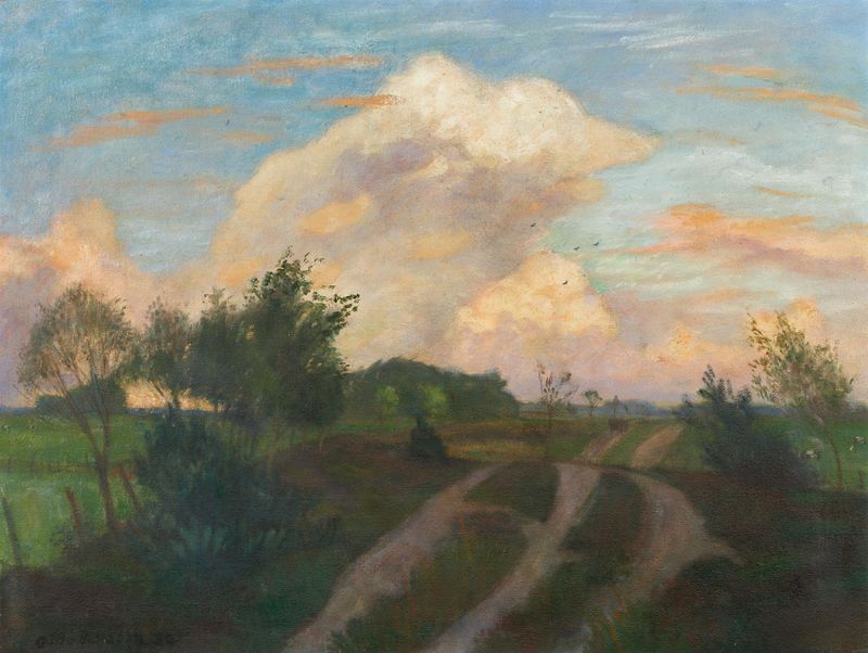 Landscape of Sommerabend in der Surheide by Otto Modersohn, oil painting