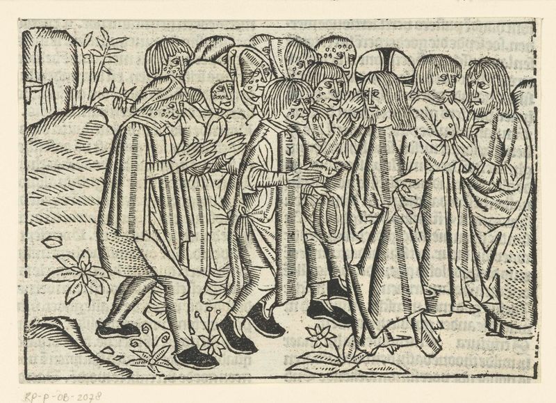 Religious scene of Christ healing figures, paper by Master of Delft