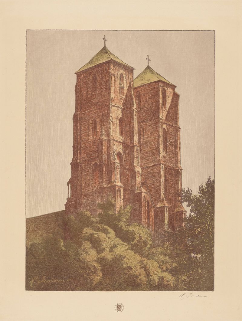 Towers of the Wrocław Cathedral by Heinrich Otto Irmann, oil on canvas