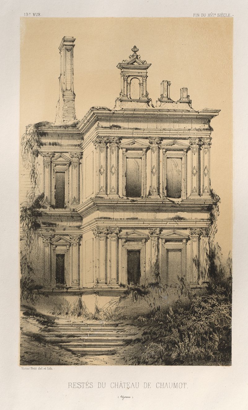 Ruinas de un chateau con vides, óleo sobre lienzo de Victor Petit
