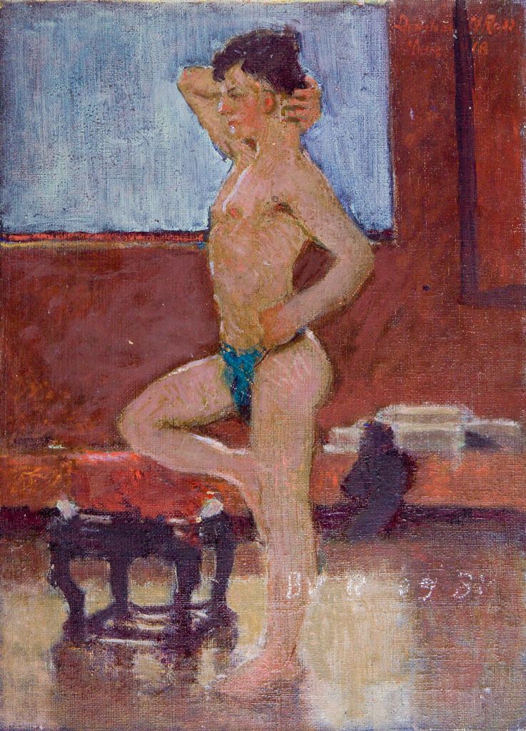 Retrato de Cuerpo Entero de un Joven de Pie por Denman Waldo Ross, óleo sobre lienzo