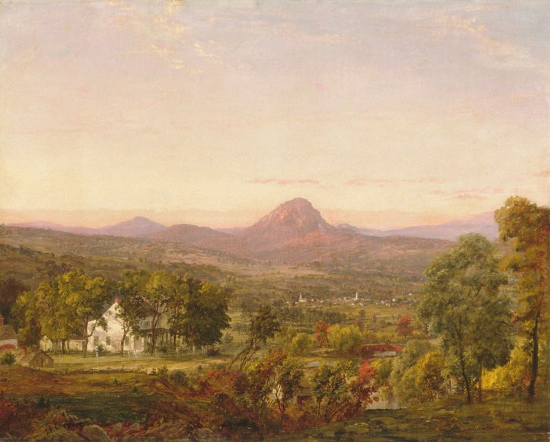 Autumn Landscape, oil painting by Jasper Francis Cropsey depicting Sugar Loaf Mountain.