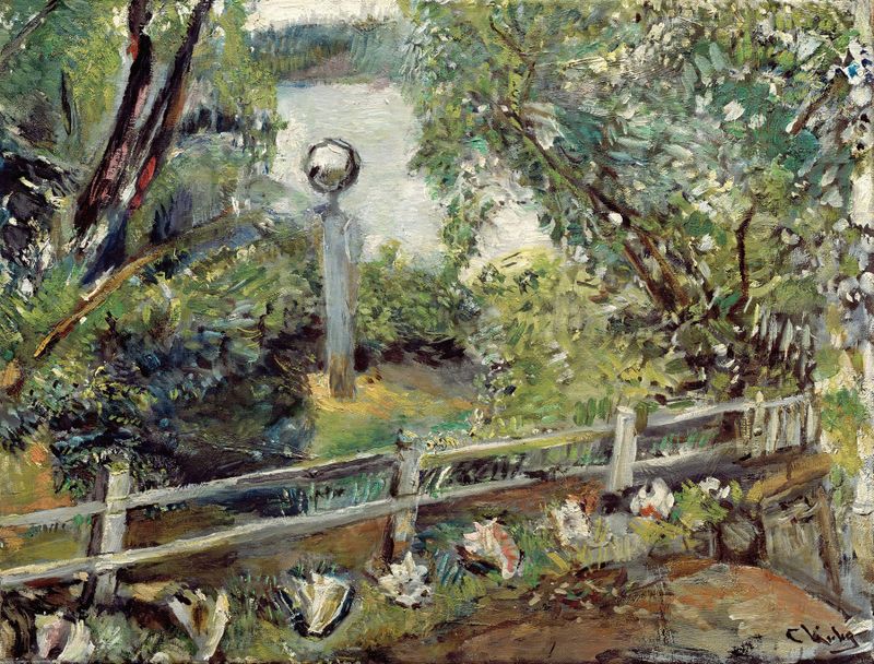 The Garden with the Glass Ball by Christian Krohg, featuring a garden scene with a glass ball.