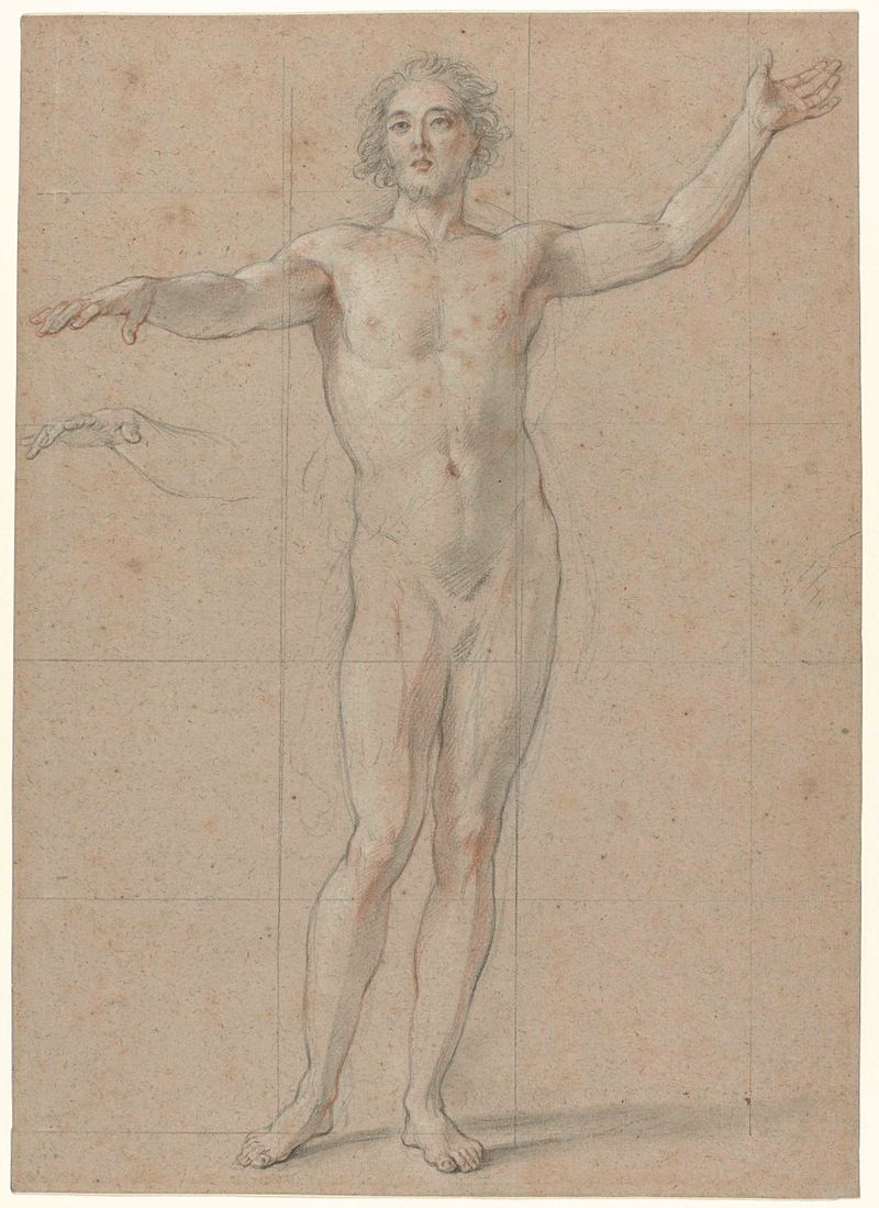 Figura masculina nua em chiaroscuro, obra em papel de Charles-Antoine Coypel