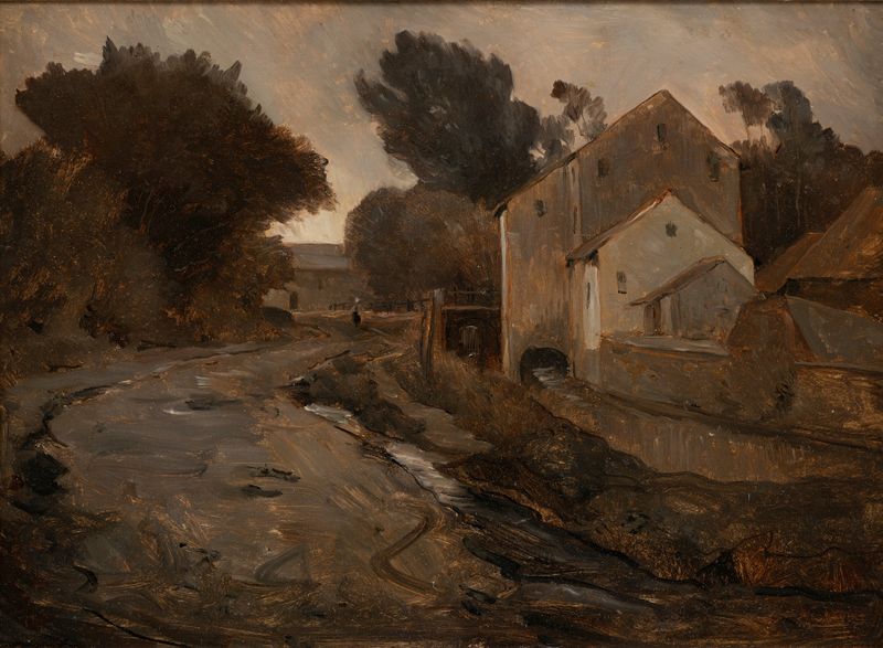 Landscape with a windmill in Zuid-Limburg by Willem van Konijnenburg, oil painting