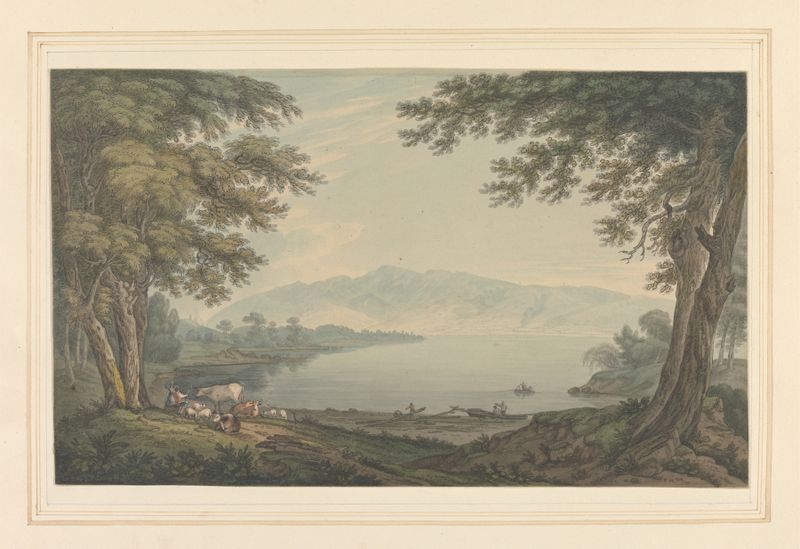 Paisagem de Skiddaw & Derwent Water, óleo sobre tela de Joseph Farington