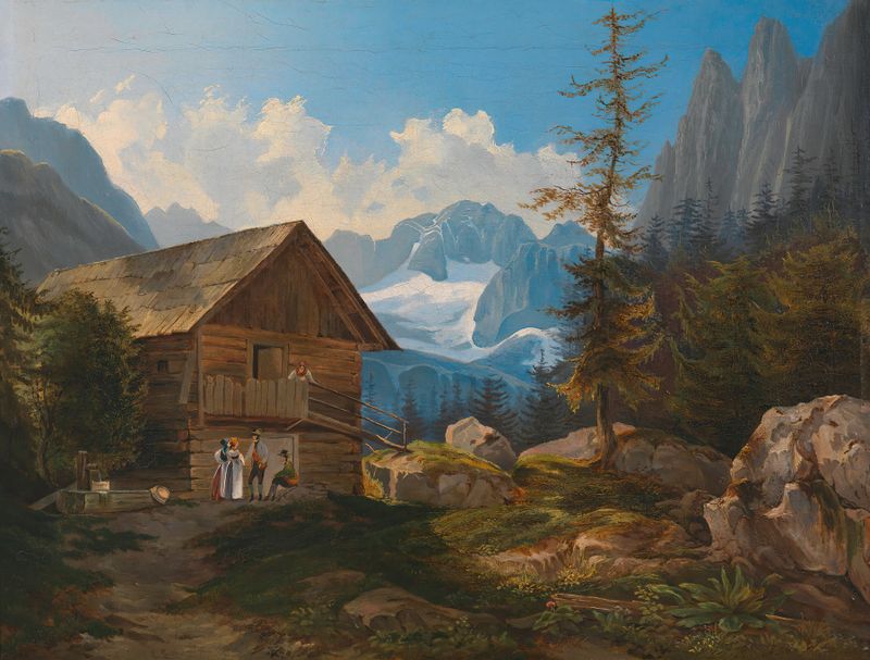 Landscape of 'Im Gosautal' by Adalbert Stifter, oil painting depicting nature and light.