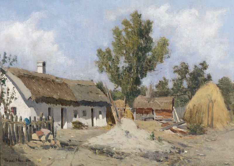 Landscape of Bauernhof by Theodor Von Hörmann, realism