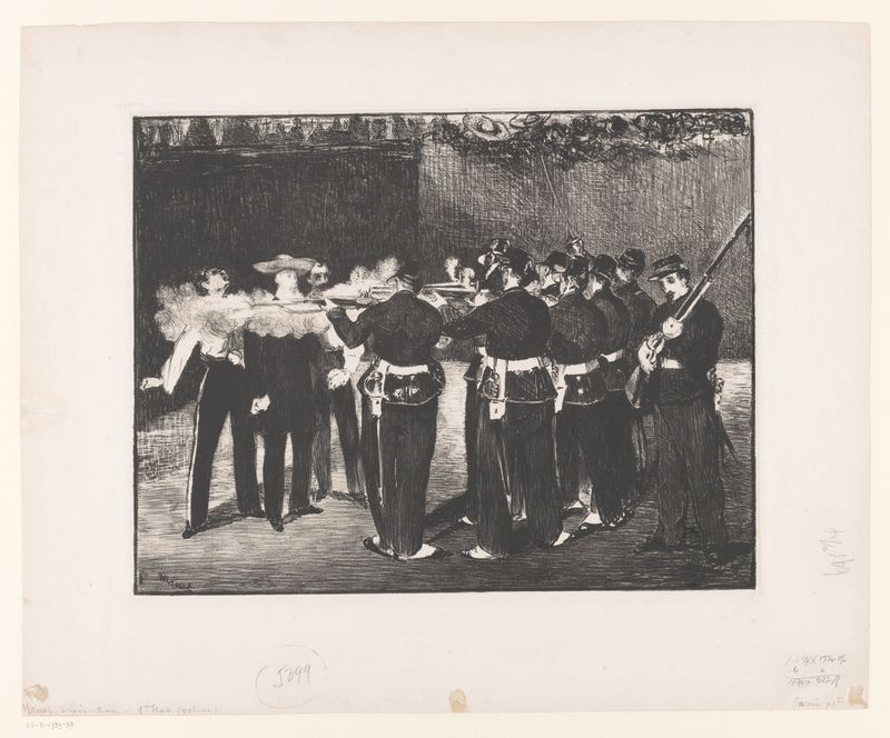 Litografía de Edouard Manet mostrando la ejecución del emperador Maximiliano.
