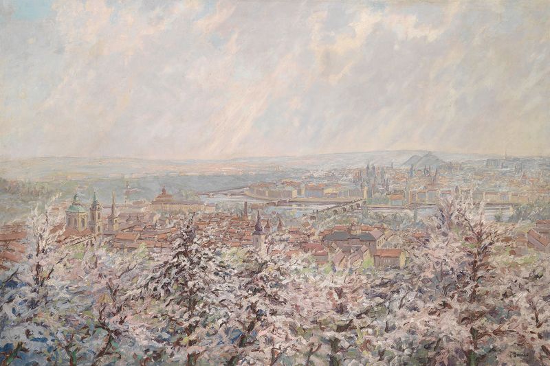Landscape with hills and sky by Heinrich Tomec, medium unknown