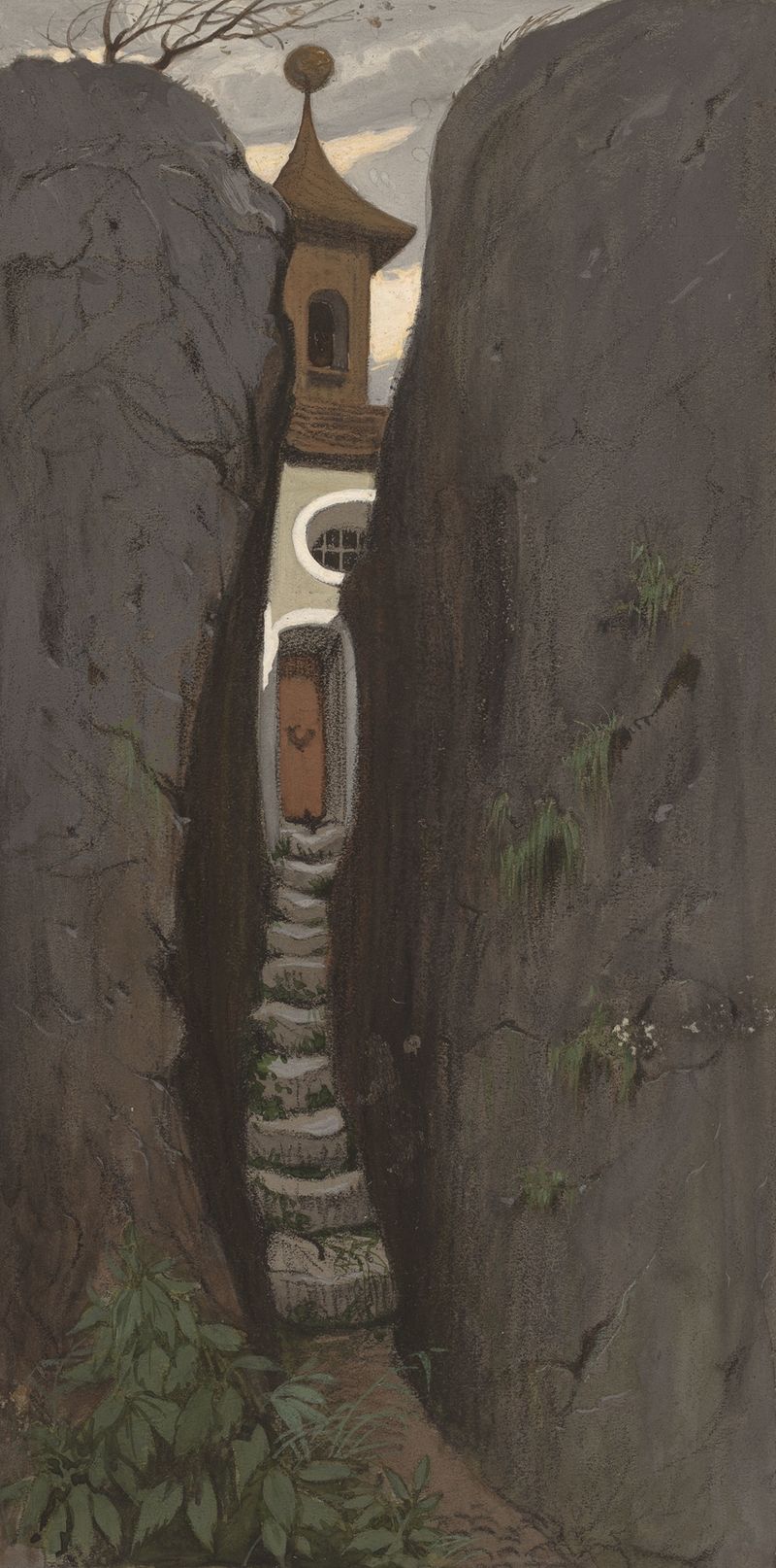 Figurative oil painting by Elihu Vedder depicting light and shadows