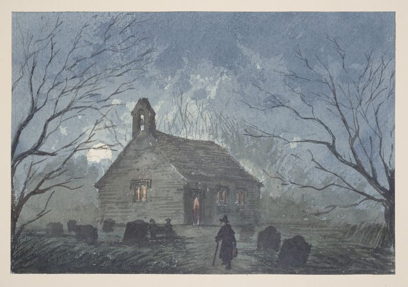 Gravura de Paul Braddon retratando folhagem e pedra em Haunts of Shakespeare Pl.06