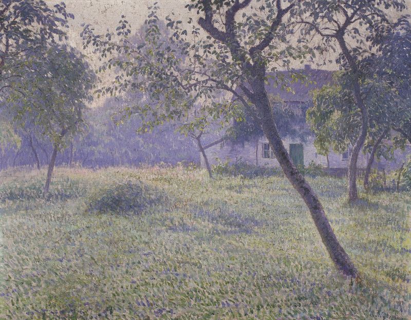 Orchard at Night by Rodolphe Wytsman, oil painting depicting a serene night landscape.