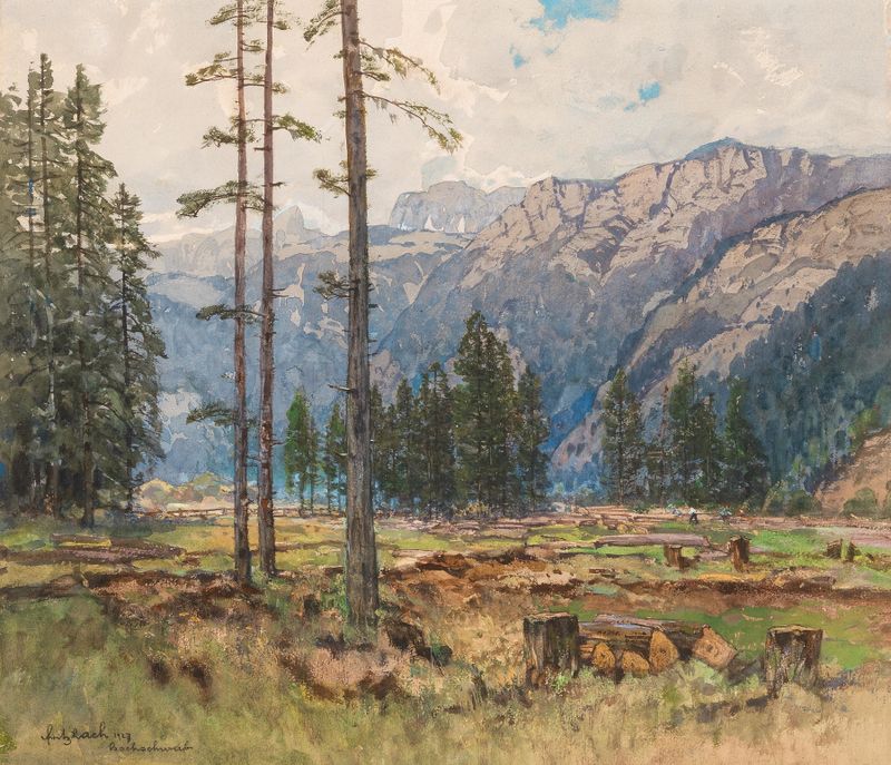 Paisaje de la montaña Hochschwab de Fritz Lach, medio desconocido