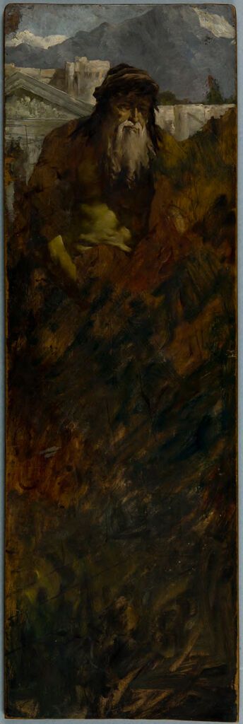 El Ladrón Penitente, óleo sobre panel de Desideri, mostrando a un ladrón iluminado por luz dorada en profunda reflexión.