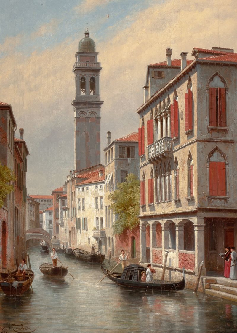 Landscape of San Giorgio dei Greci, oil painting by Jacques François Carabain