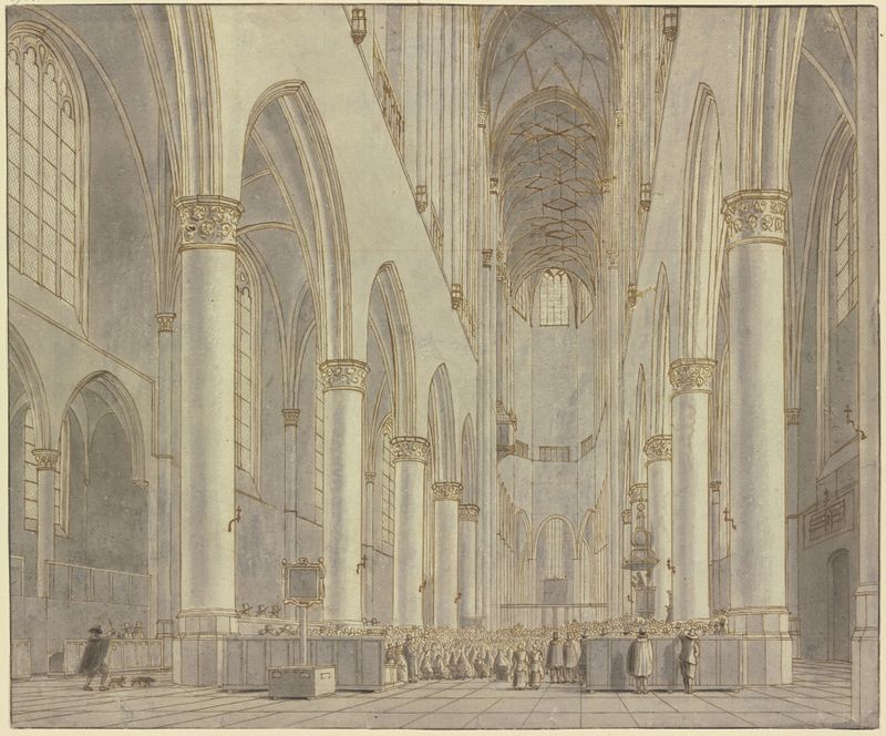 Interior of St. Bavo Church in Haarlem, oil on canvas by Hendrick Cornelisz. van Vliet