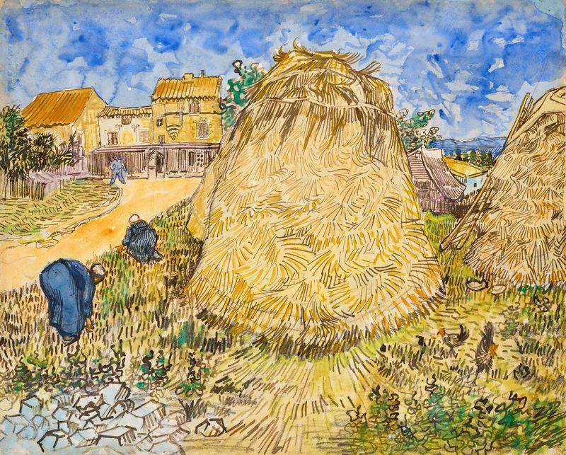 Campos de trigo bajo la luz del sol, pintura al óleo de Vincent van Gogh