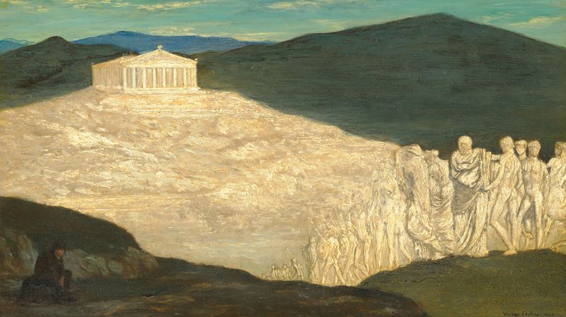 Obra surrealista de Vivian Forbes que muestra una figura etérea en suaves pasteles.