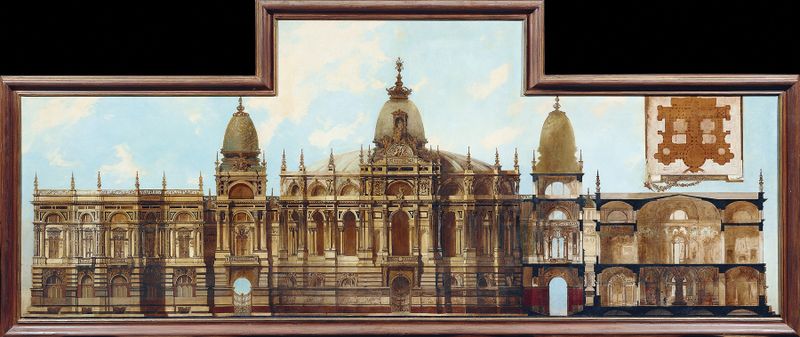 Architectural blueprint of a palace by Hans Makart, ink on paper