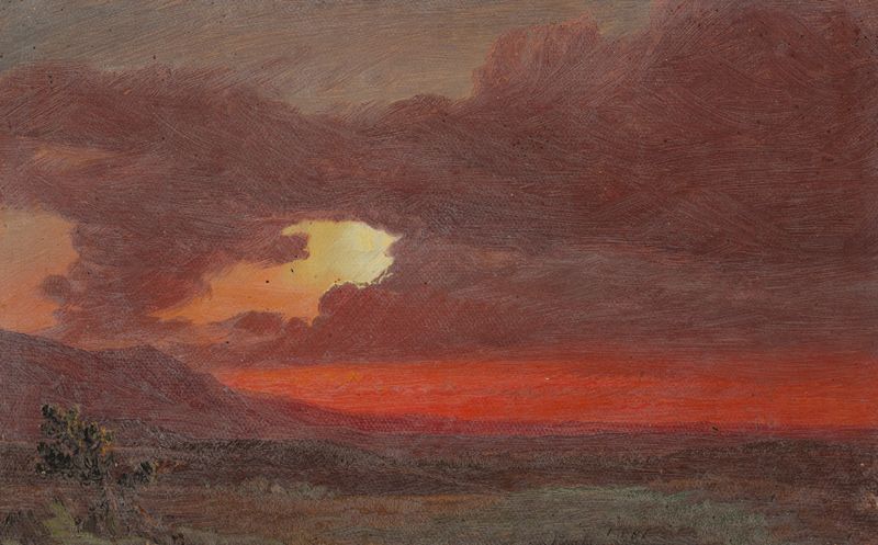 Atardecer sobre el río Hudson, óleo sobre lienzo de Frederic Edwin Church