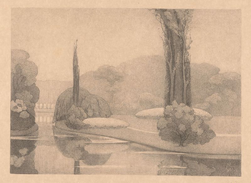 Landscape with a park and castle, oil on canvas by Simon Moulijn