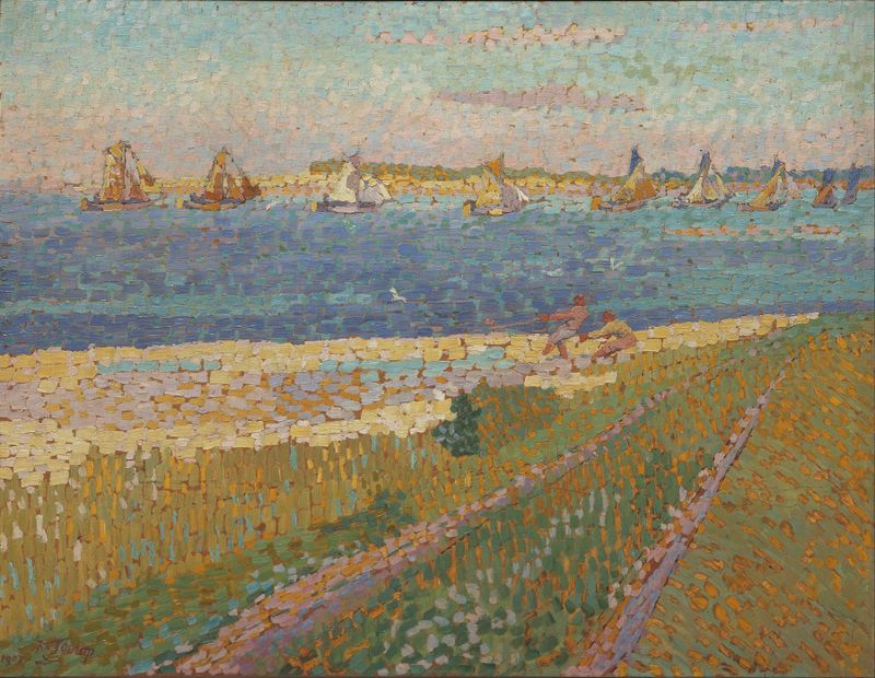 The Schelde near Veere, oil on canvas by Jan Toorop, depicting a tranquil river landscape.