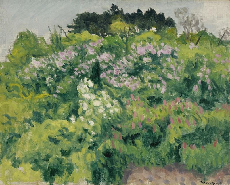 Buquê de flores vibrantes em óleo sobre tela de Albert Marquet