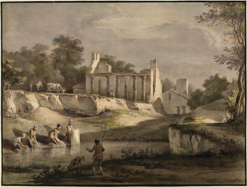 Wäscherinnen an einem Flüsschen, an etching by Jean-Jacques de Boissieu
