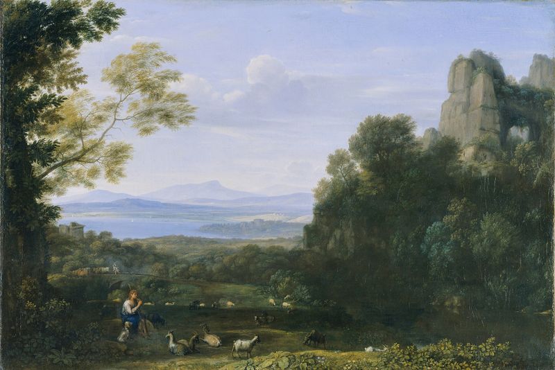 Landscape with Apollo and Mercury, oil on canvas by Claude Lorrain
