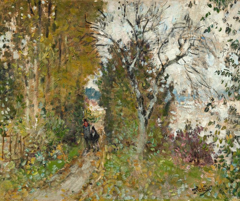 Paisaje con figuras de Pierre-Eugène Montézin, pintura al óleo