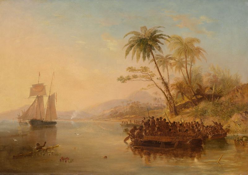 The Rescue of William D’Oyly, oil painting by John Wilson Carmichael depicting a figure amidst turbulent waves.