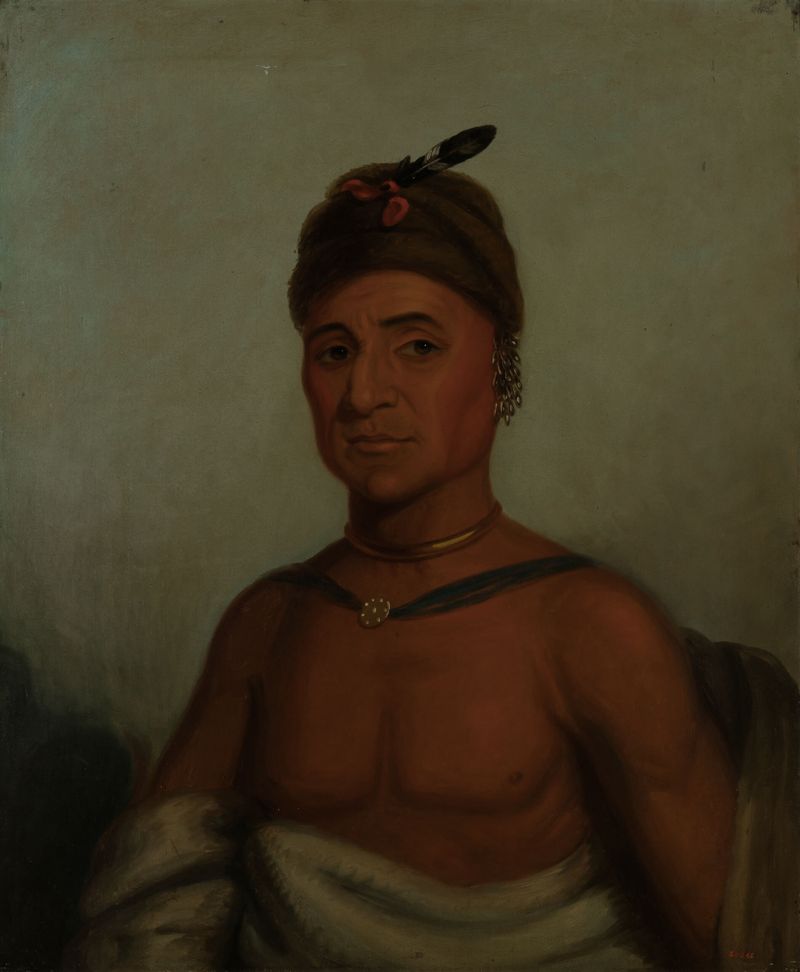 Portrait of a man in tribal costume, oil painting by Henry Inman