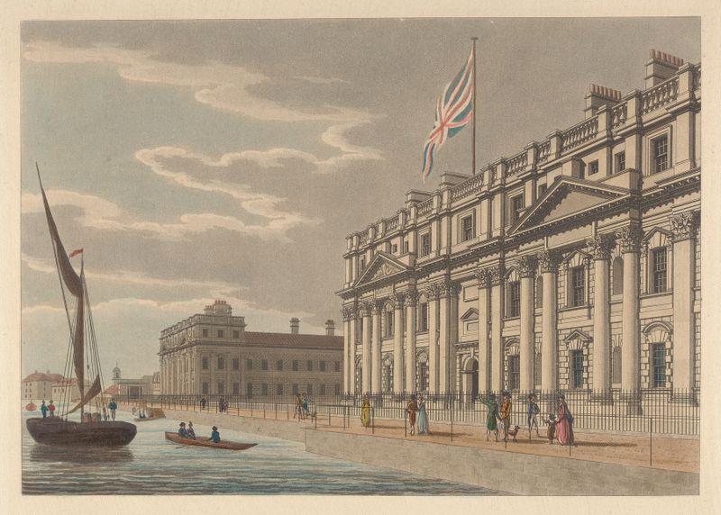 North Front of Greenwich Hospital, watercolor on paper by Thomas Malton