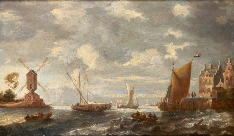 Havengezicht by Bonaventura Peeters the Elder, oil on canvas depicting serene waters and light.